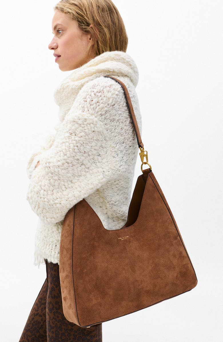rag & bone Parker Suede Hobo Bag, Alternate, color, Golden Brown