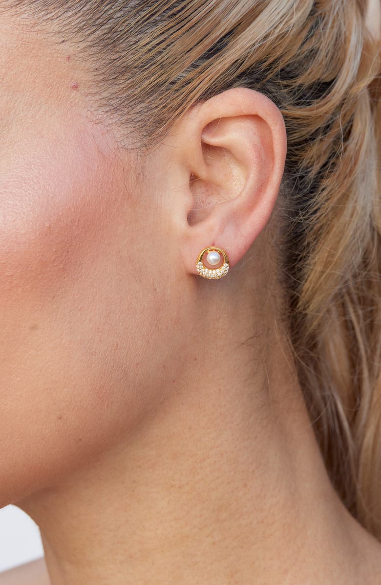 SAVVY CIE JEWELS 3-Pack Assorted Faux Pearl Stud Earrings, Alternate, color, Yellow