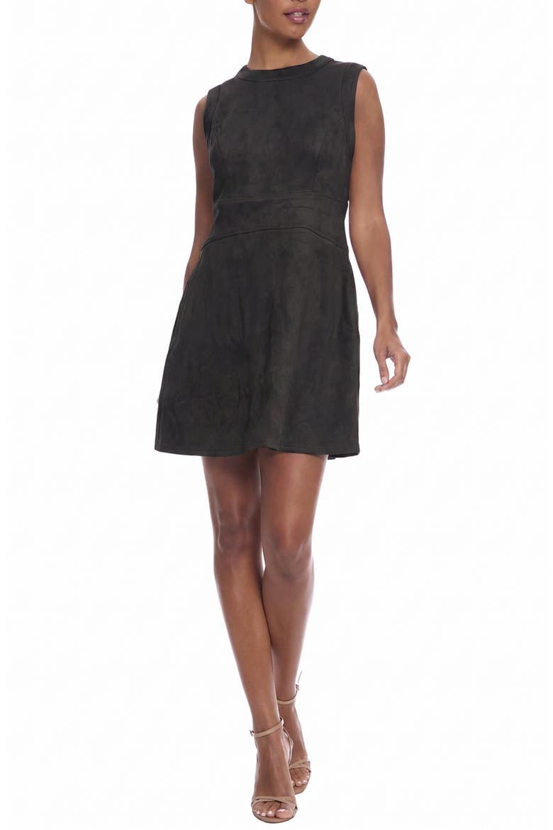 Faux Suede Sheath Dress, Alternate, color, BLACK