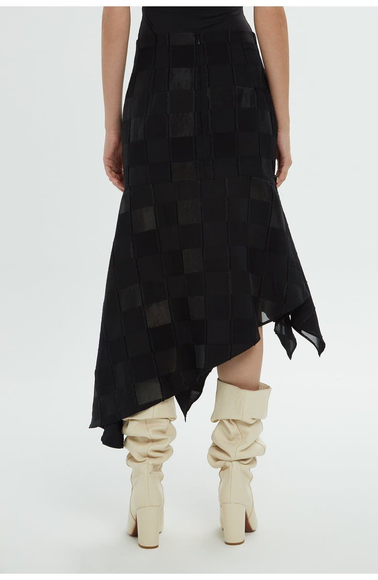 Gizia Asymmetrical Hem Midi Black Skirt, Alternate, color, Black