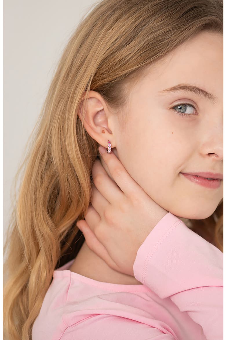 Heart Cascade Huggie Hoops, Alternate, color, Pink