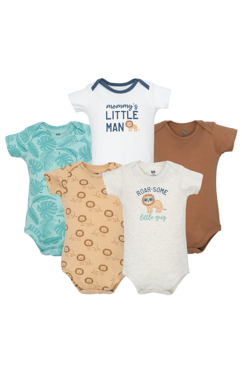 Hudson Baby 5Pk Comfortable Cotton Bodysuits, Main, color, Roarsome Little Lion