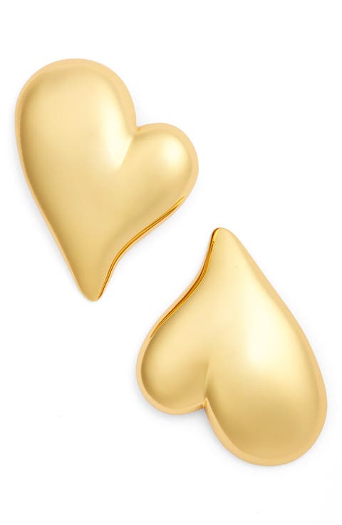 Mega Art Heart Button Drop Earrings