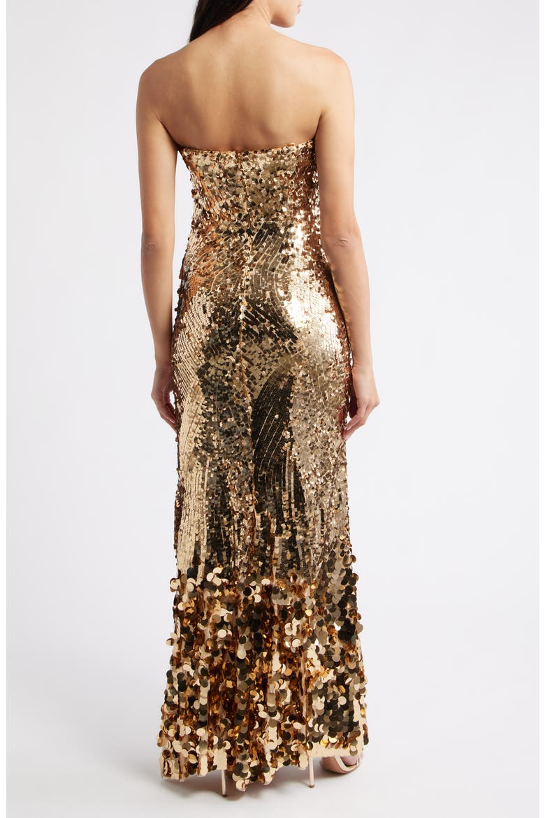 eliza j gold dress Sequin Strapless Gown (Women) Sequined Wedding Dresses