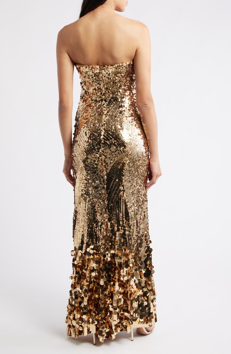 Eliza J Sequin Strapless Gown, Alternate, color, Gold