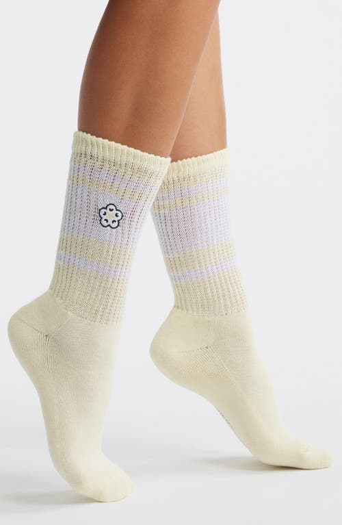 Stems Varsity Flower Crew Socks In Cream