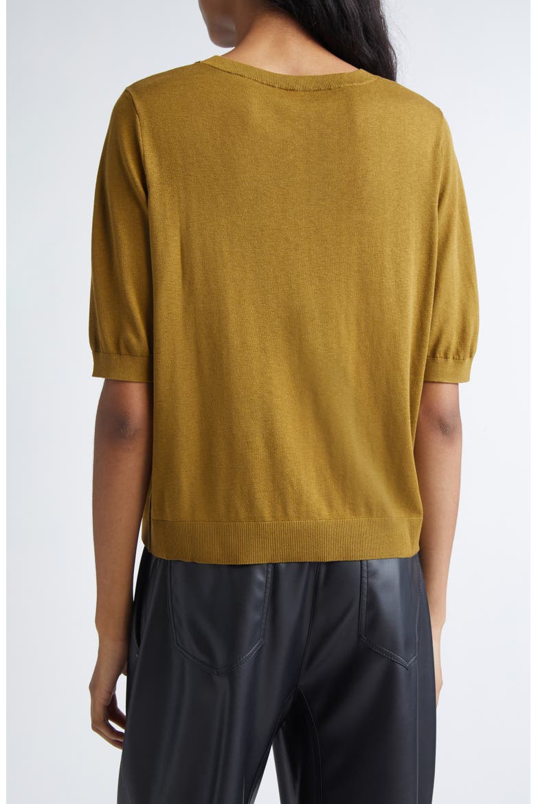 Musette Silk & Cotton Sweater, Alternate, color, OLIVE GREEN
