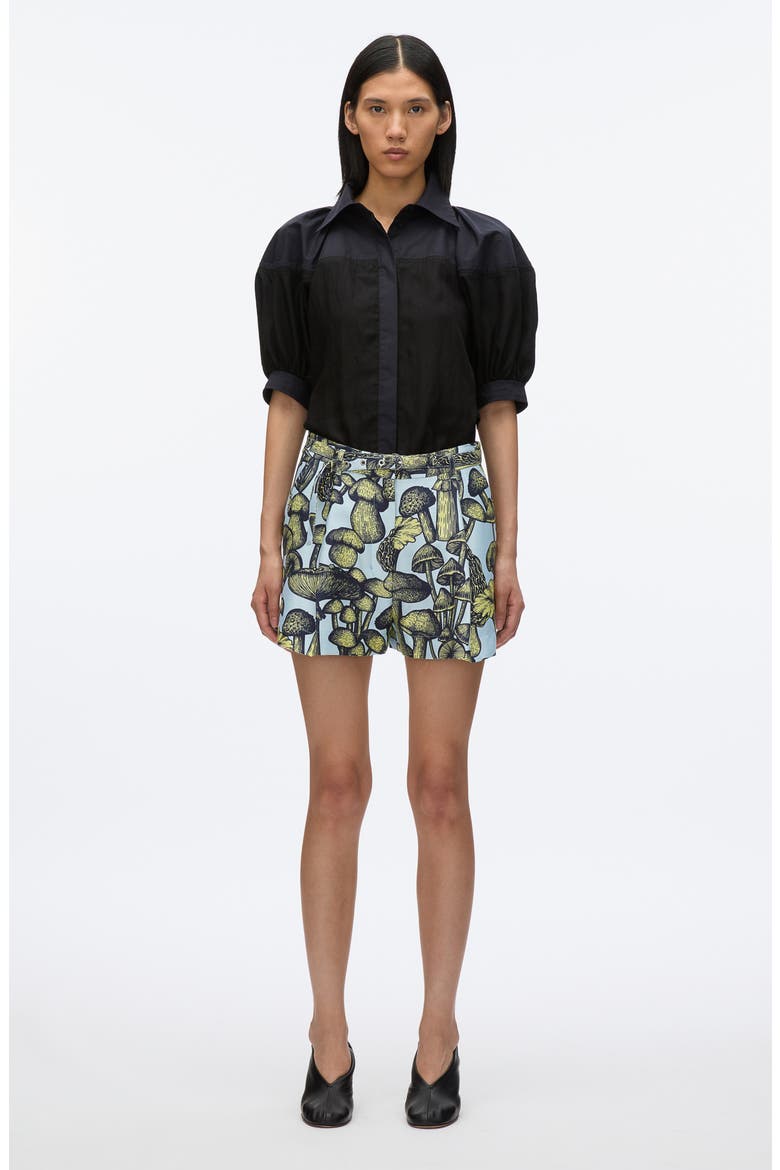 Ethereal Mushrooms Cotton & Silk Shorts, Alternate, color, SKY BLUE MULTI