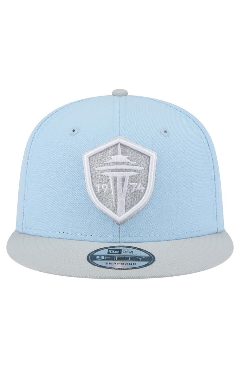 New Era Men's New Era Light Blue Seattle Sounders FC Color Pack Two-Tone 9FIFTY Snapback Hat, Alternate, color, 