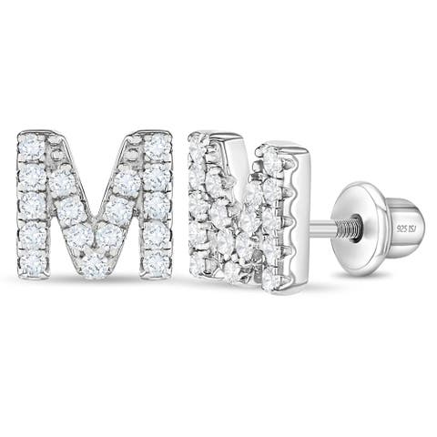Cubic Zirconia Letter Initial Earrings