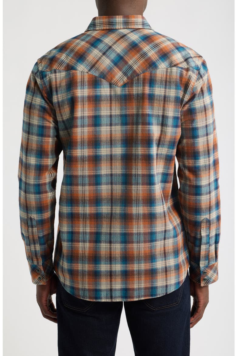 Wyatt Plaid Cotton Flannel Western Shirt, Alternate, color, BLUE/ OCHRE PLAID