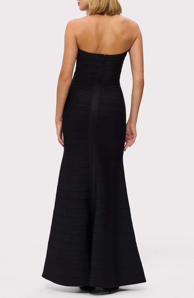 Herve Leger The Sara Strapless Mermaid Gown, Alternate, color, Black