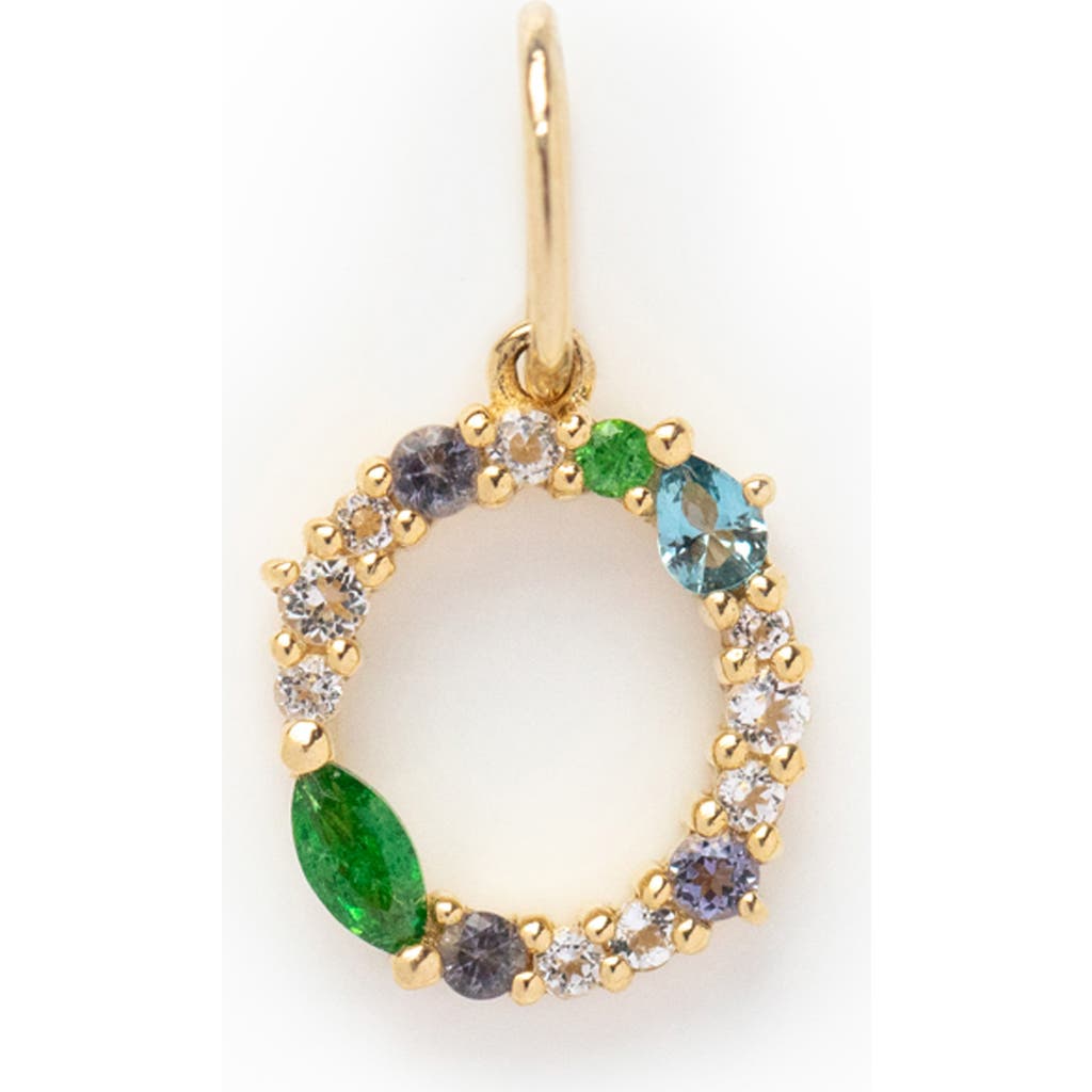Local Eclectic Semiprecious Stone Initial Charm In Gold
