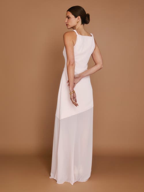 Six Stories Twist Strap Sheer Hem Maxi Dress In Pink