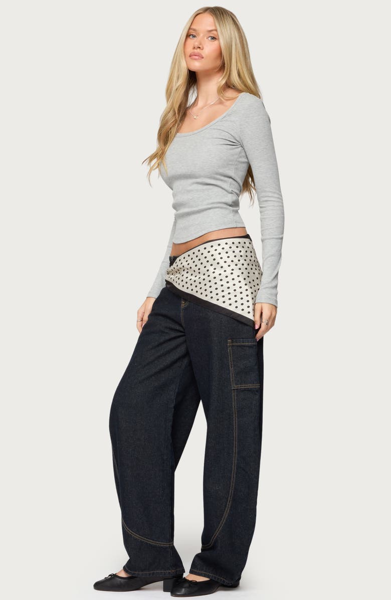 EDIKTED Makenna Rib Scoop Neck Top, Alternate, color, Gray-Melange