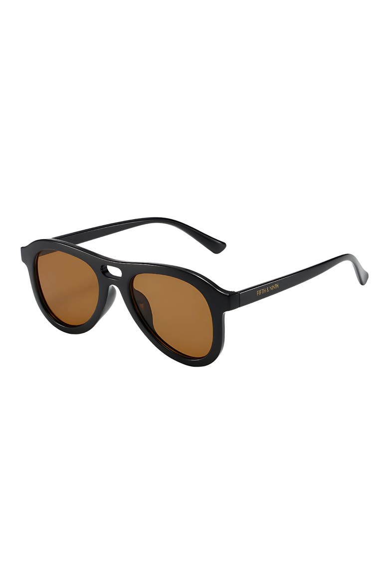 Thayer 50mm Polarized Aviator Sunglasses, Alternate, color, BLACK / BROWN
