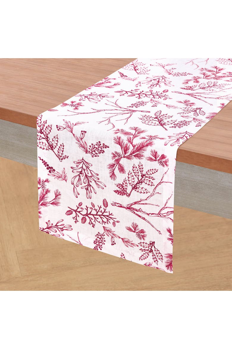 Linen Table Runner - Winter Forest, Alternate, color, Red/White