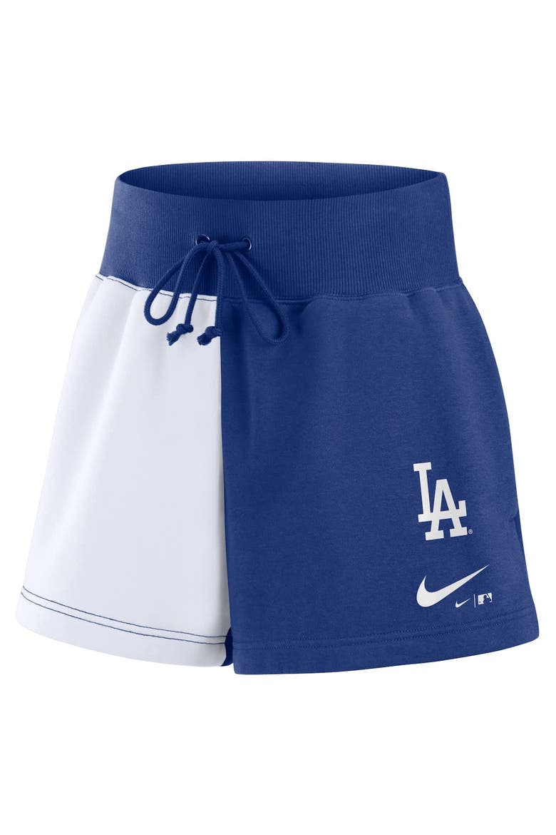 Women's Nike Royal/White Los Angeles Dodgers Color-Block Phoenix Fleece Lounge Shorts, Alternate, color, Royal