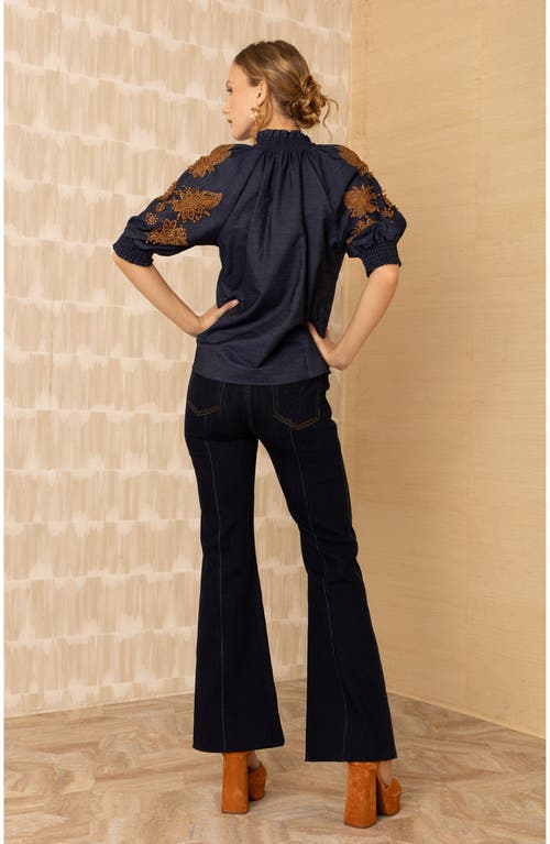 Hale Bob Madisyn Embroidered Top In Blue