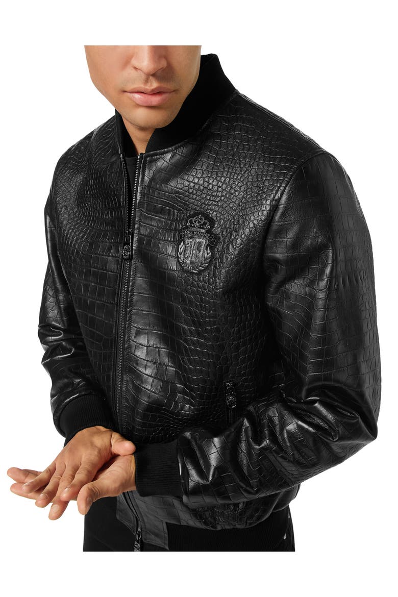 Leather Bomber Cocco Men, Alternate, color, black