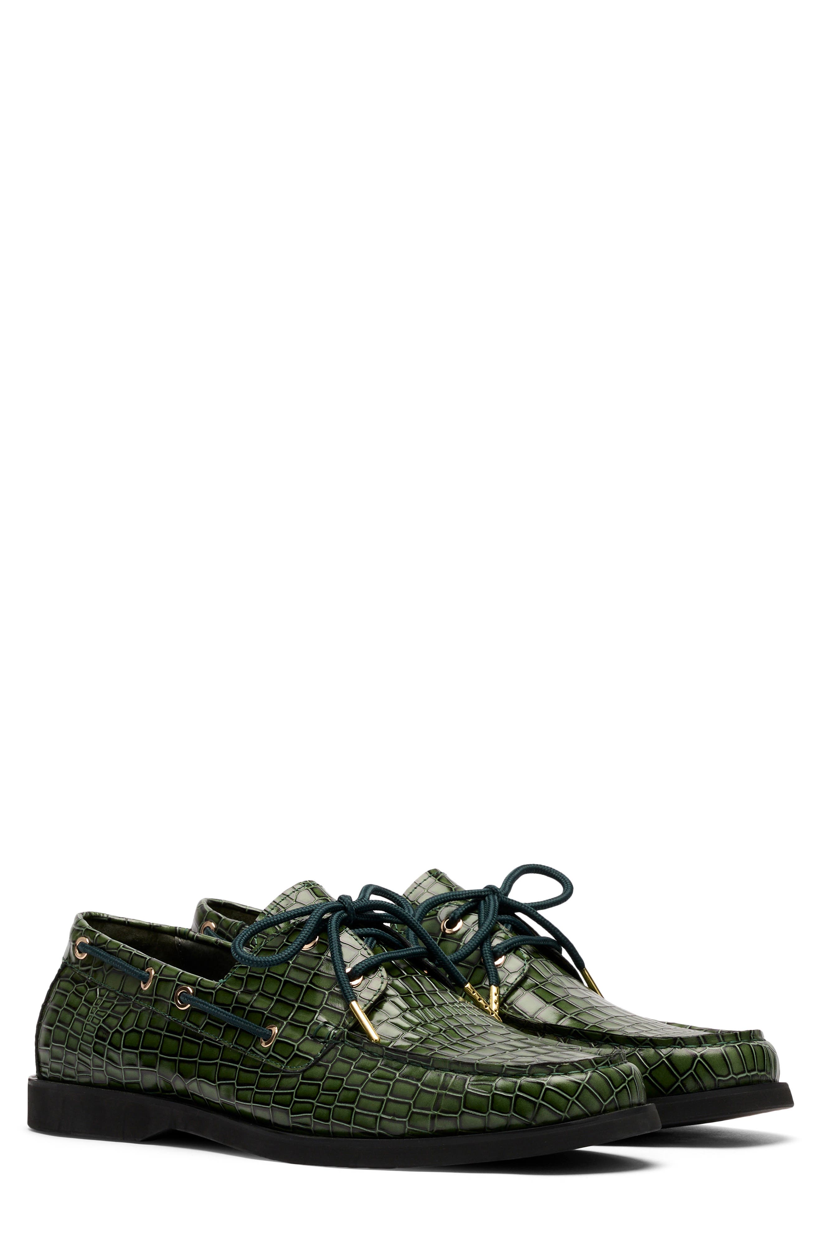 MARC NOLAN Capri Boat Shoe, Main, color, Green Croc