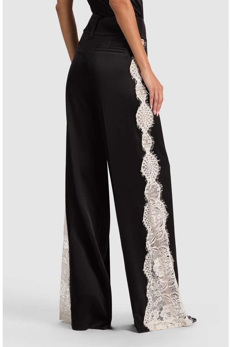 Olivia Low Rise Lace Inset Wide Leg Pants, Alternate, color, BLACK CHINO