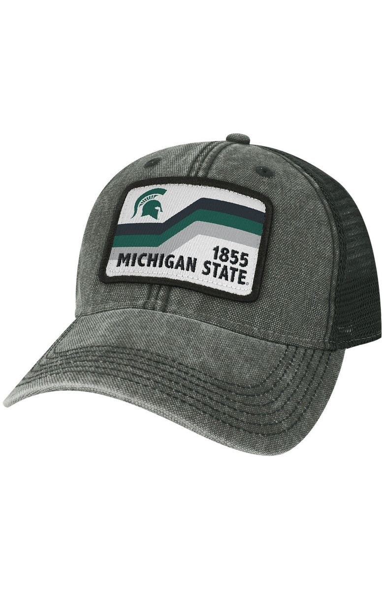 LEGACY ATHLETIC Men's Black Michigan State Spartans Sun & Bars Dashboard Trucker Snapback Hat, Main, color, Black