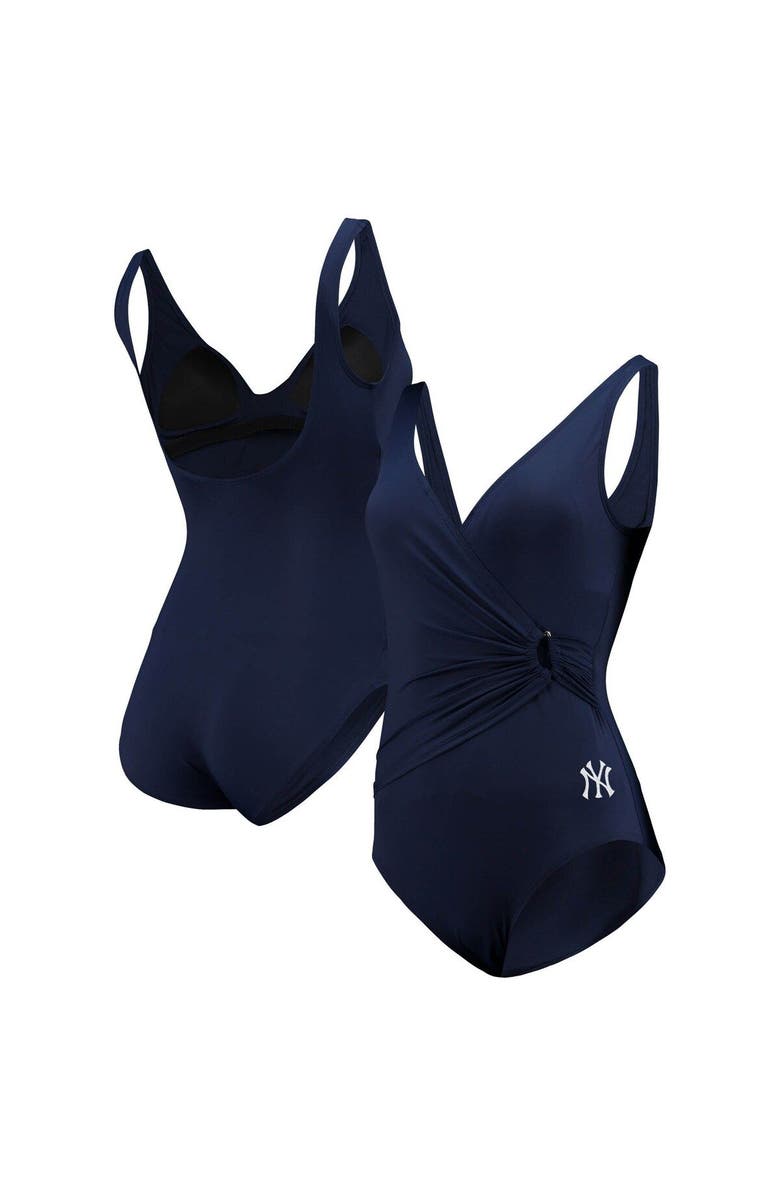 Tommy Bahama Women's Tommy Bahama Navy New York Yankees Pearl Clara One-Piece Swimsuit, Main, color, Navy