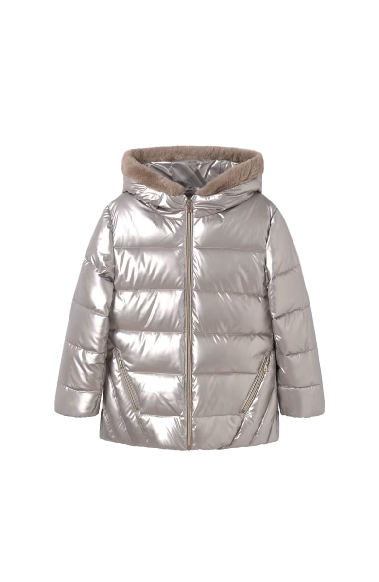 Mayoral Fur Hooded Jacket, Main, color, 