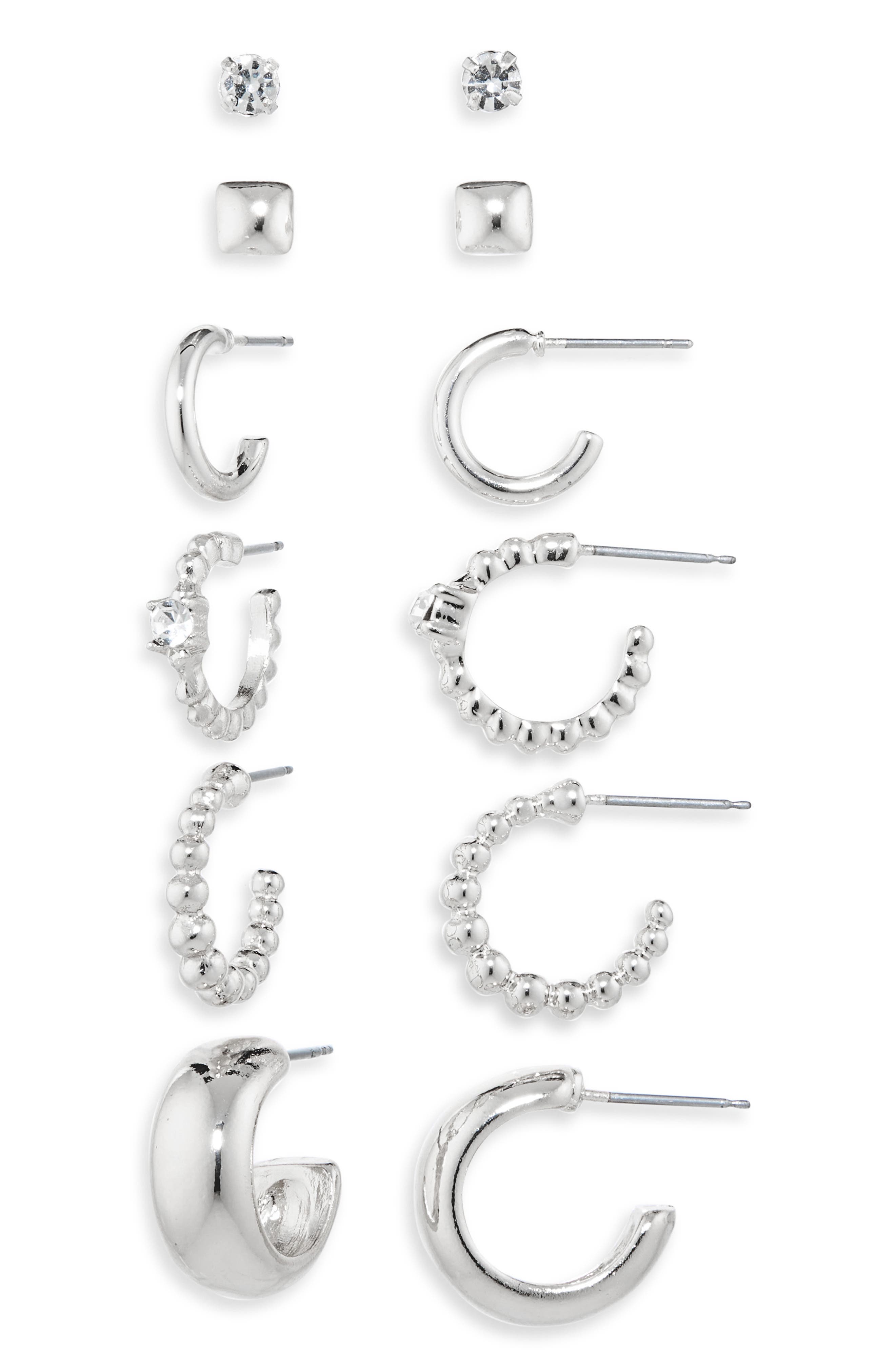 NORDSTROM RACK Set of 6 Stud & Hoop Earrings