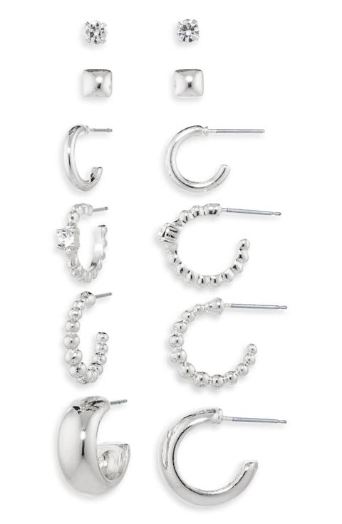 Set of 6 Stud & Hoop Earrings