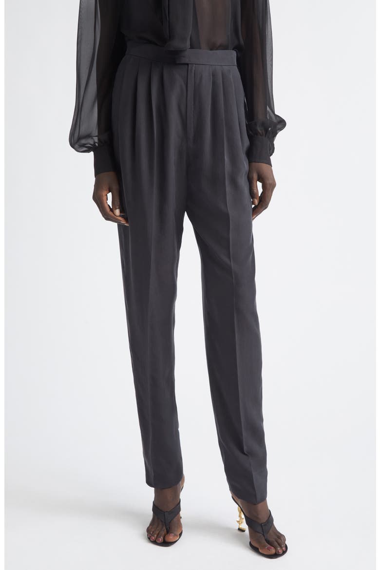 Tailored Silk Straight Leg Pants, Main, color, NOIR