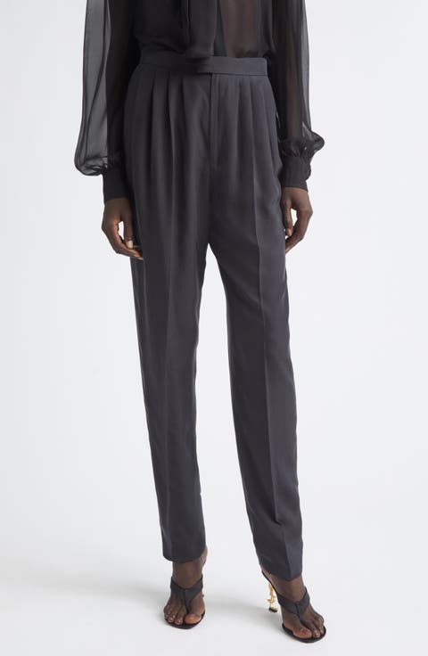 Tailored Silk Straight Leg Pants