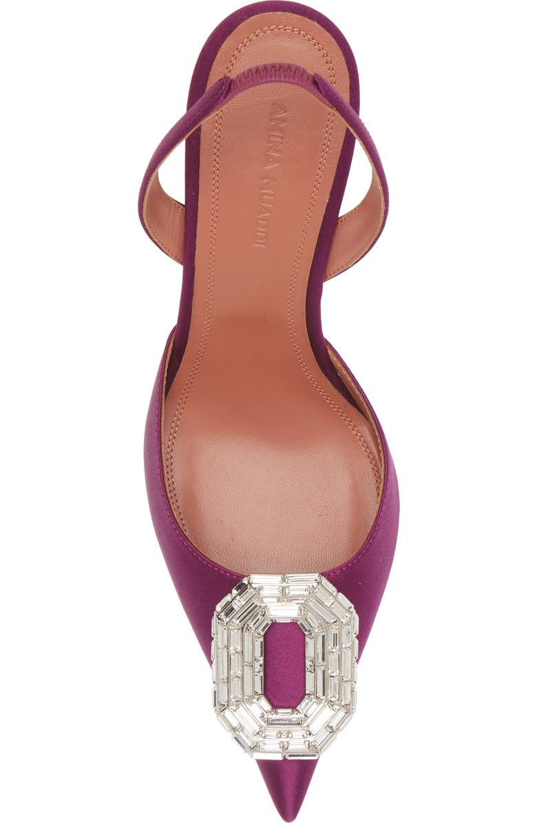 Amina Muaddi Camelia Crystal Buckle Pointed Toe Slingback Pump, Alternate, color,