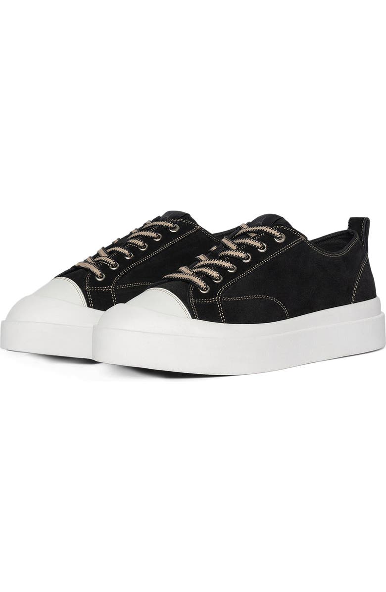 Manière De Voir Vienna Suede Contrast Stitch Sneaker, Alternate, color, Black