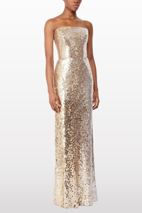 Jenny Packham Caron Sequin-embellished Strapless Maxi Dress In Gold