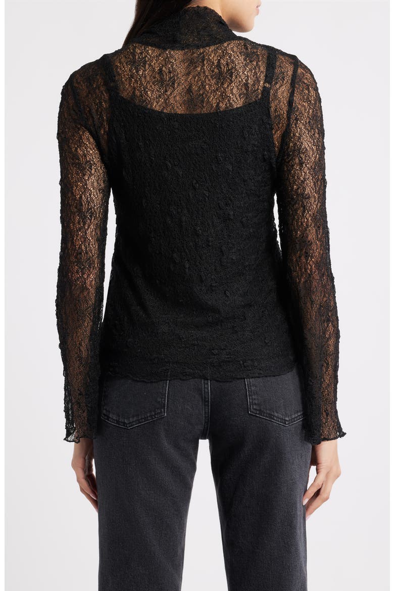 Mock Neck Sheer Knit Top, Alternate, color, BLACK