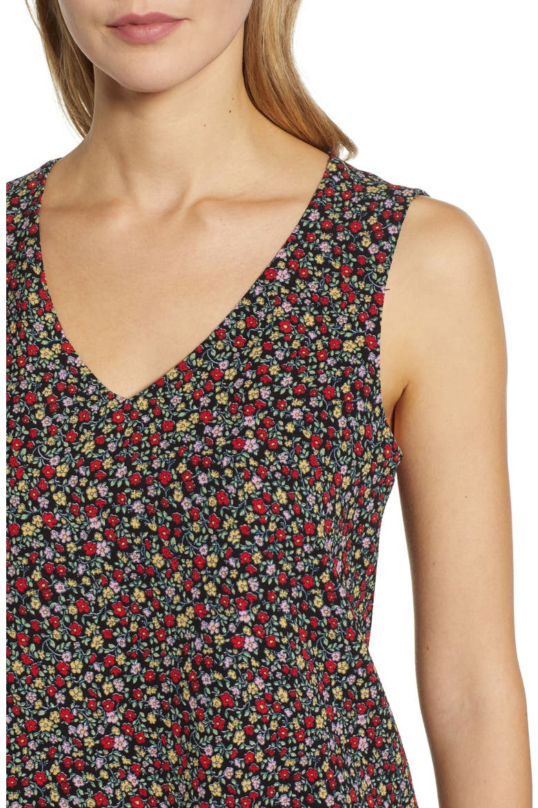 V-Neck Shell, Alternate, color, BLACK BOTANICAL
