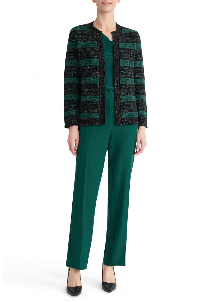 Metallic Stripe Cardigan, Alternate, color, EVERGREEN / BLACK