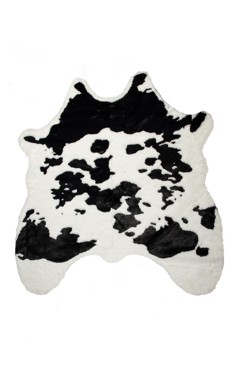 LUXE Faux Hide Area Rug/Throw - Sugarland/Black/White, Main, color, 