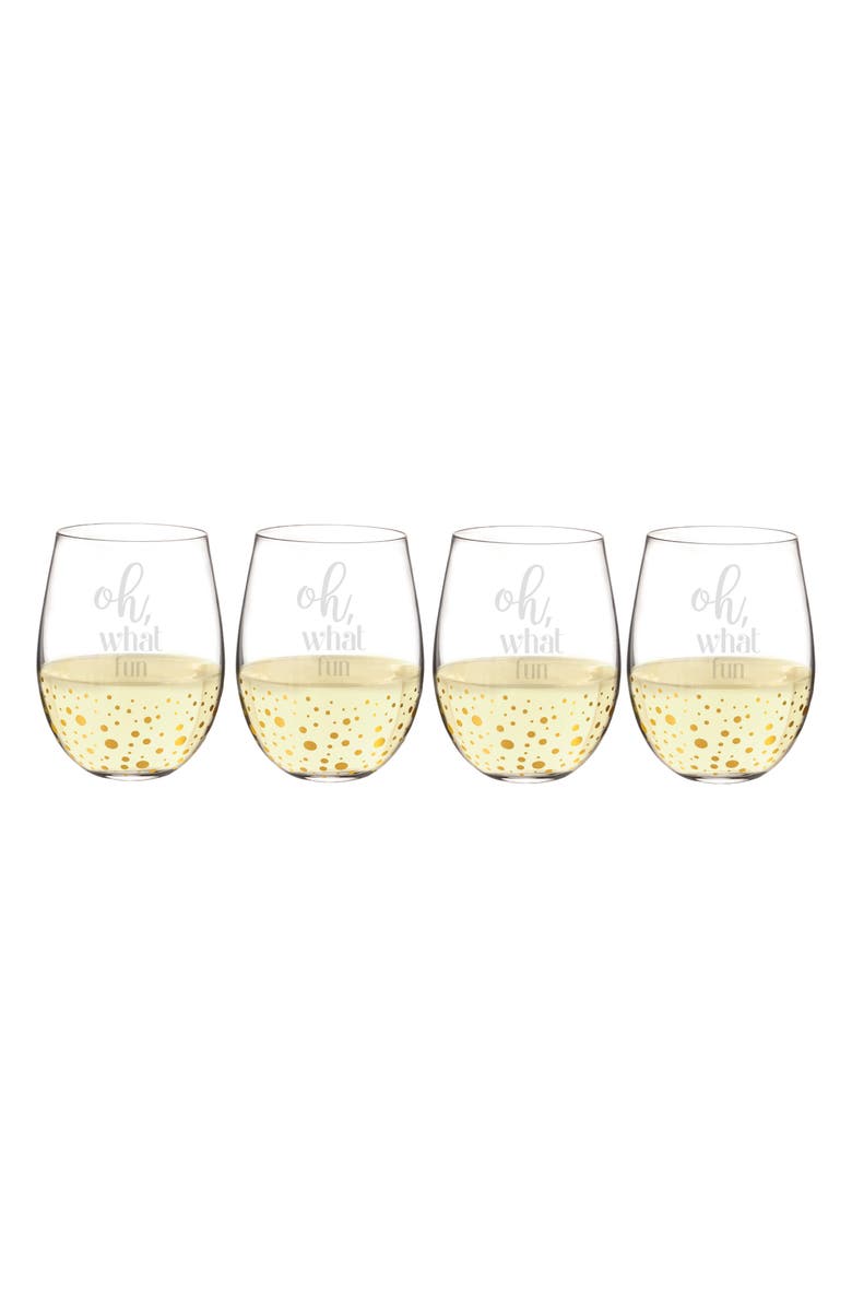 Cathy's Concepts Oh What Fun Set of 4 Stemless Wine Glasses, Main, color, 