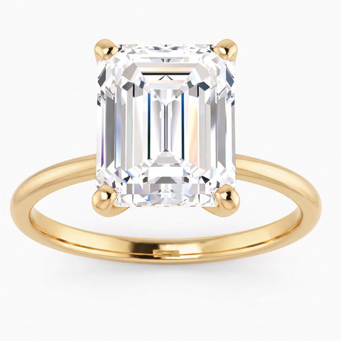 4Ct Emerald Solitaire Moissanite Engagement Ring in or Gold