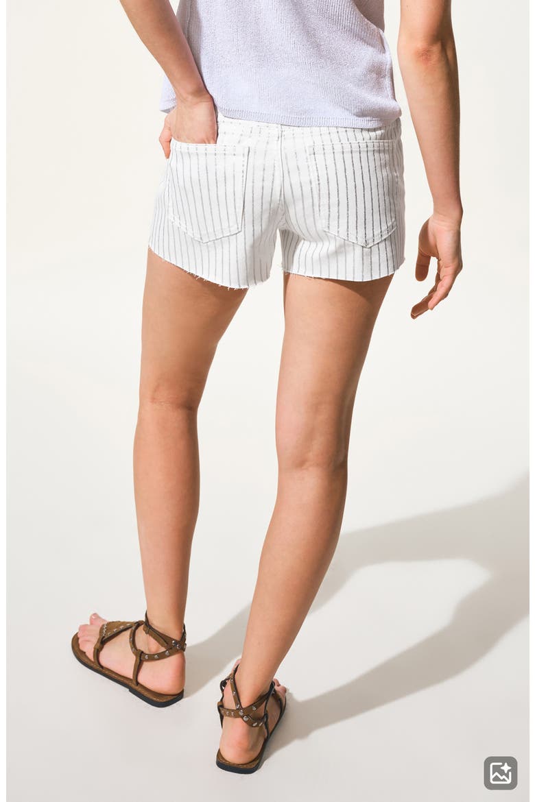 Striped Cutoff Denim Shorts, Alternate, color, WHITE