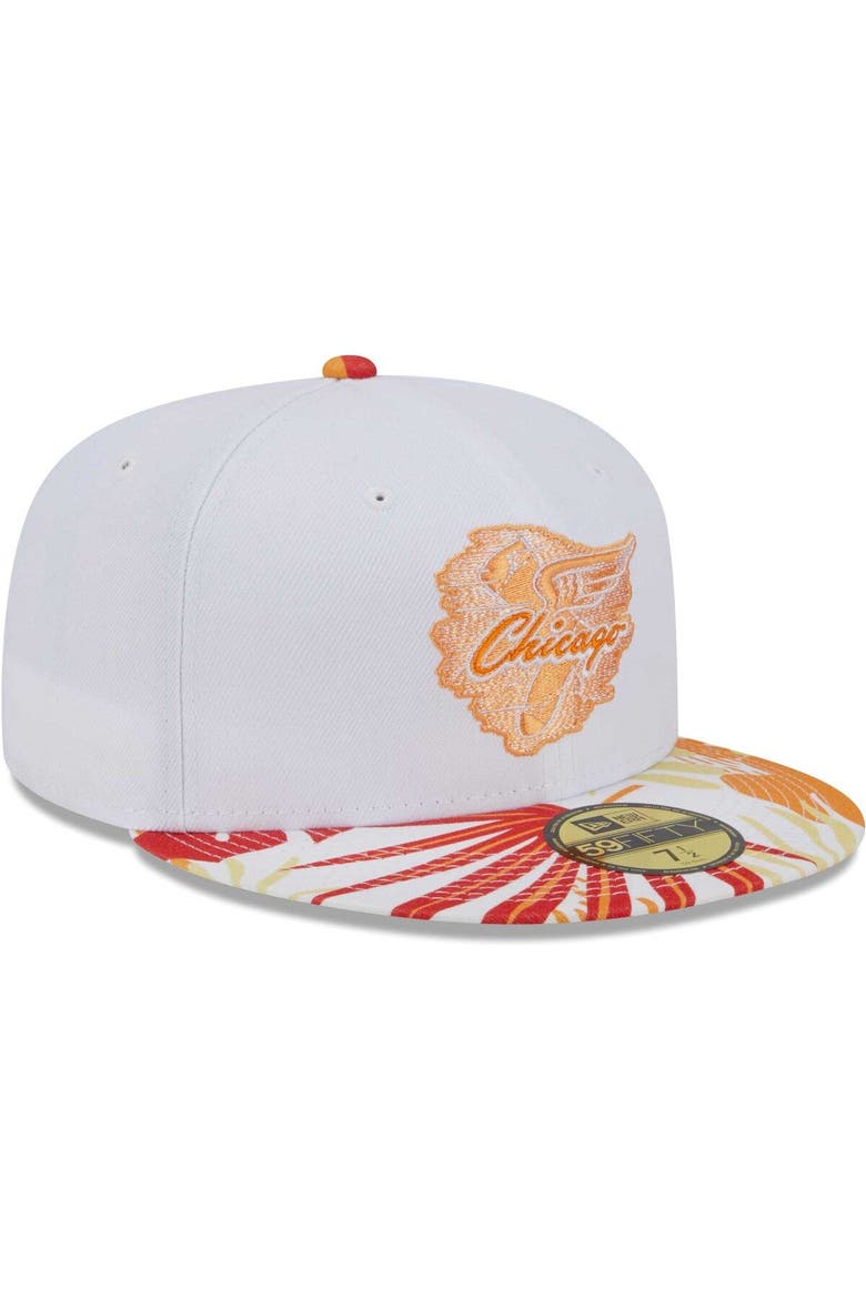 Men's New Era White/Orange Chicago White Sox Flamingo 59FIFTY Fitted Hat, Alternate, color, White