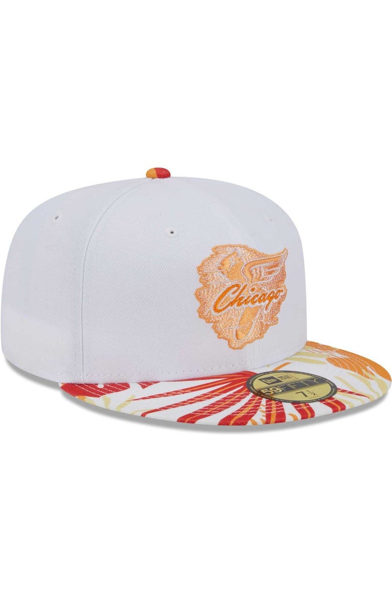 New Era Men's New Era White/Orange Chicago White Sox Flamingo 59FIFTY Fitted Hat, Alternate, color,