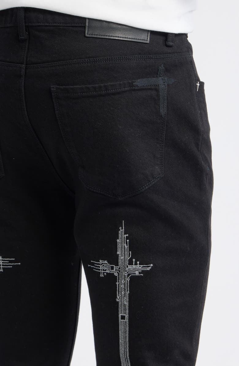 RtA Bryant Skinny Jeans, Alternate, color, Black Hologram Digital Cross