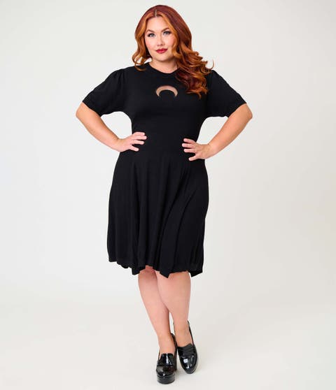 Plus Size Heart Cutout Flare Dress