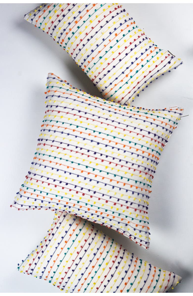Archive New York Vintage Rainbow Nubby Throw Pillow, Main, color, White