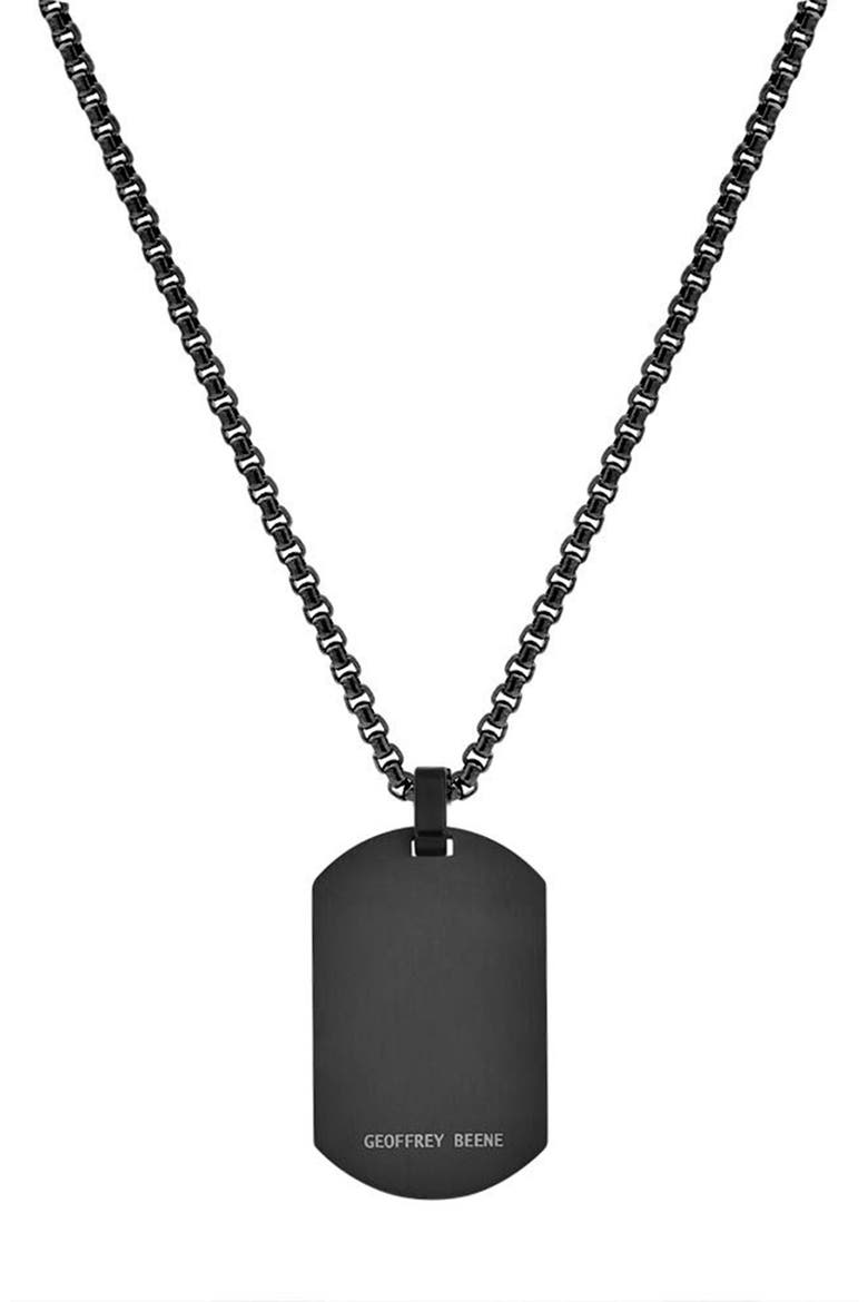 Men's Stainless Steel Dog Tag Pendant Necklace, Alternate, color, BLACK