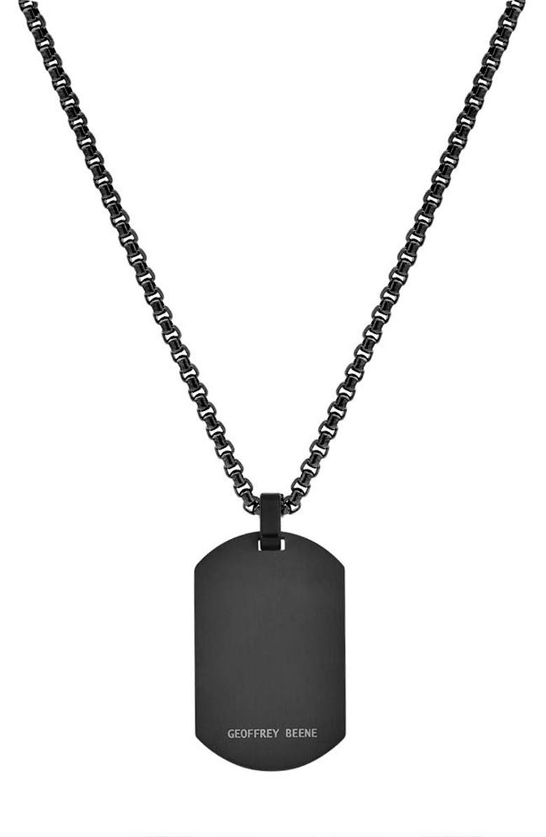GEOFFREY BEENE Men's Stainless Steel Dog Tag Pendant Necklace, Alternate, color, Black